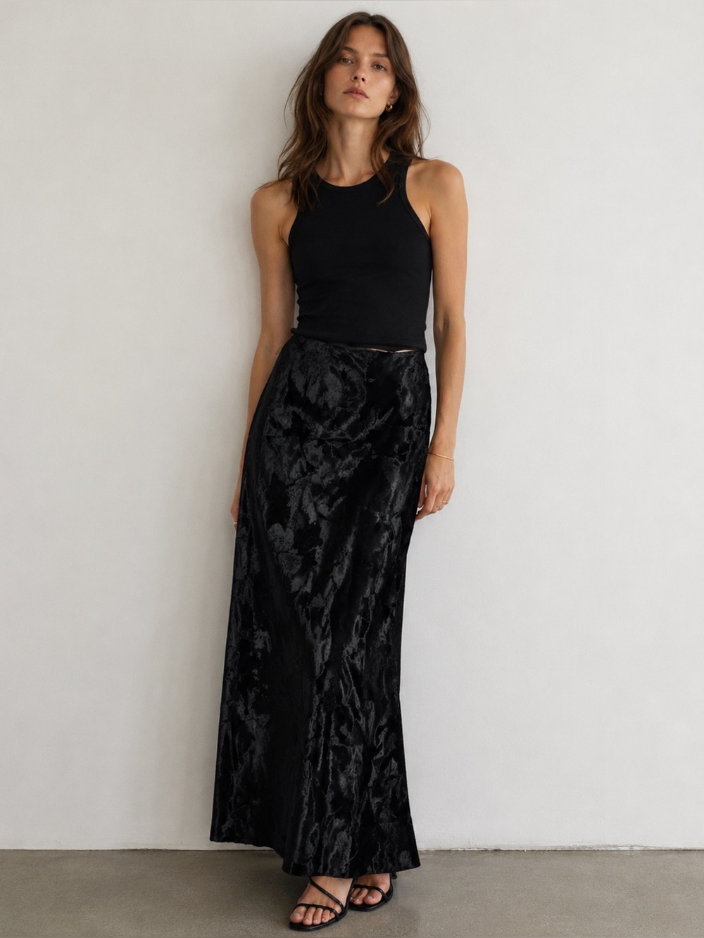 Laundry‎ by Shelli Segal Faux Fur Maxi Skirt Size 10 Black Party Event Holiday